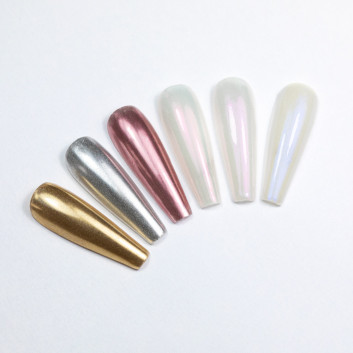 Pyłek do paznokci efekt lustra kasetka 6 kolorów Molly Nails Nr 1