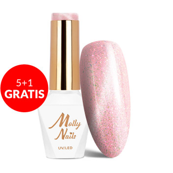5+1gratis Lakier LED/UV Gel Polish Pinks Cat Eye Pastel Nr 181 Molly Nails HEMA/Di-HEMA Free 8g