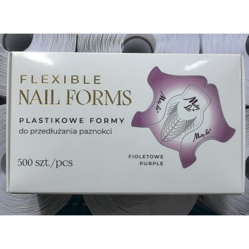 Szablony formy do przedłużania paznokci plastikowe do żelu akrylożelu MollyLac Flexible fioletowe 500 szt