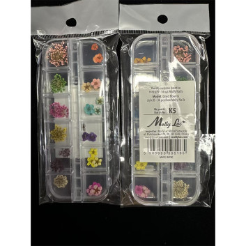 Suszone kwiaty do zdobień paznokci w kasetce Molly Nails rodzaj B 36szt