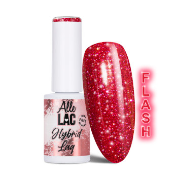 Lakier LED/UV Gel Polish Reds Flash Glitter Raspberry AlleLac HEMA/Di-HEMA Free 6g