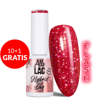10+1gratis Lakier LED/UV Gel Polish Reds Flash Glitter Raspberry Allelac HEMA/Di-HEMA Free 6g