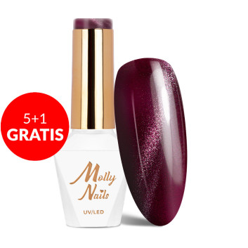 5+1gratis Lakier LED/UV Gel Polish Molly Nails Cat Eye Red Nr 233 HEMA/Di-HEMA Free 8g