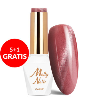 5+1gratis Lakier LED/UV Gel Polish Pinks Cat Eye Metallic Nr 211 Molly Nails HEMA/Di-HEMA Free 8g