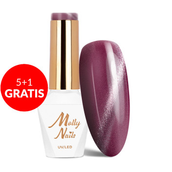 5+1gratis Lakier LED/UV Gel Polish Pinks Cat Eye Metallic Nr 212 Molly Nails HEMA/Di-HEMA Free 8g