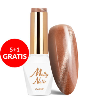 5+1gratis Lakier LED/UV Gel Polish Browns Cat Eye Metallic Nr 215 Molly Nails HEMA/Di-HEMA Free 8g