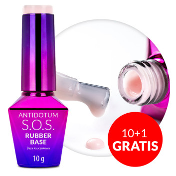 10+1gratis Baza kauczukowa elastyczne paznokcie do mocowania ozdób S.O.S. Antidotum Molly Nails Powder Pink 10g