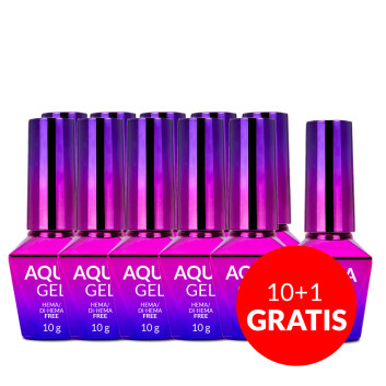 10+1gratis Aqua Gel żel do zdobień na mokro, efekt blooming MollyLac HEMA/Di-HEMA free 10g