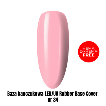 Baza kauczukowa LED/UV Rubber Base Cover nr 34 HEMA/Di-HEMA Free 1kg