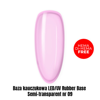 Baza kauczukowa LED/UV Rubber Base Semi-transparent nr 09 HEMA/Di-HEMA Free 1kg