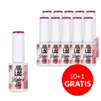 10+1gratis Lakier LED/UV Gel Polish Pinks Fuchsia Glitter AlleLac HEMA/Di-HEMA Free 6g