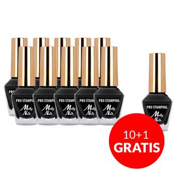 10+1gratis Lakier do stempli i stampingu Molly Nails PRO Stamping czarny black 10ml