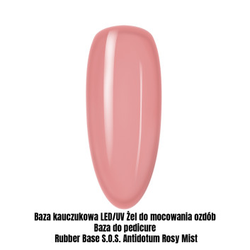 Baza kauczukowa LED/UV Żel do mocowania ozdób Baza do pedicure Rubber Base S.O.S. Antidotum Rosy Mist 1kg