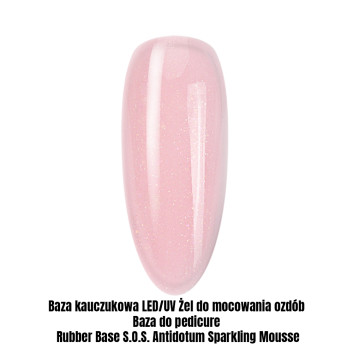 Baza kauczukowa LED/UV Żel do mocowania ozdób Baza do pedicure Rubber Base S.O.S. Antidotum Sparkling Mousse 1kg
