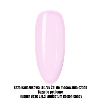 Baza kauczukowa LED/UV Żel do mocowania ozdób Baza do pedicure Rubber Base S.O.S. Antidotum Cotton Candy 1kg