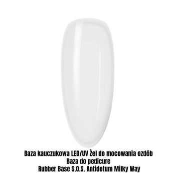 Baza kauczukowa LED/UV Żel do mocowania ozdób Baza do pedicure Rubber Base S.O.S. Antidotum Milky Way 1kg