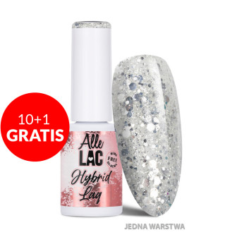 10+1gratis Lakier hybrydowy LED/UV Gel Polish Whites Silver Glitter AlleLac HEMA/Di-HEMA Free 6g