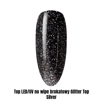 Top LED/UV no wipe brokatowy Glitter Top Silver 1kg