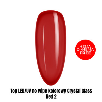 Top LED/UV no wipe kolorowy Crystal Glass Red 2 HEMA/Di-HEMA Free 1kg