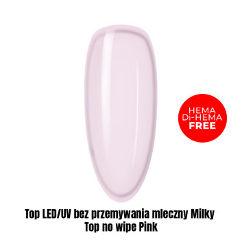 Top LED/UV bez przemywania mleczny Milky Top no wipe Pink HEMA/Di-HEMA Free 1kg