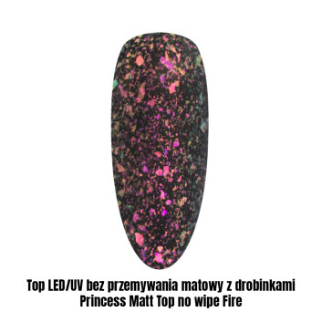 Top LED/UV bez przemywania matowy z drobinkami Princess Matt Top no wipe Fire 1kg