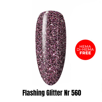 Lakier LED/UV Gel Polish Efekt flash Flashing Glitter 560 HEMA/Di-HEMA Free 1kg