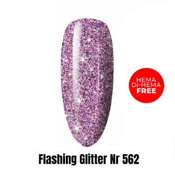Lakier LED/UV Gel Polish Efekt flash Flashing Glitter 562 HEMA/Di-HEMA Free 1kg