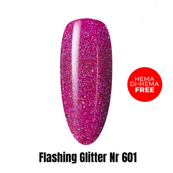 Lakier LED/UV Gel Polish Efekt flash Flashing Glitter 601 HEMA/Di-HEMA Free 1kg