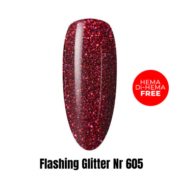 Lakier LED/UV Gel Polish Efekt flash Flashing Glitter 605 HEMA/Di-HEMA Free 1kg