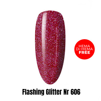 Lakier LED/UV Gel Polish Efekt flash Flashing Glitter 606 HEMA/Di-HEMA Free 1kg