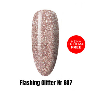 Lakier LED/UV Gel Polish Efekt flash Flashing Glitter 607 HEMA/Di-HEMA Free 1kg