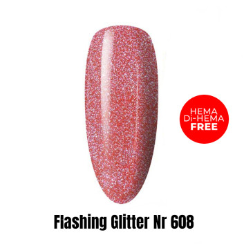 Lakier LED/UV Gel Polish Efekt flash Flashing Glitter 608 HEMA/Di-HEMA Free 1kg