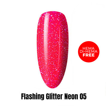 Lakier LED/UV Gel Polish Efekt flash Flashing Glitter Neon 05 HEMA/Di-HEMA Free 1kg