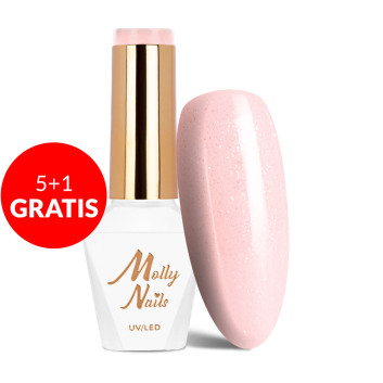5+1gratis Lakier hybrydowy LED/UV Gel Polish Mademoiselle Nr 425 Madame French Molly Nails HEMA/Di-HEMA Free 8g