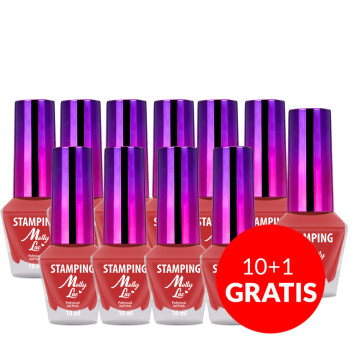 10+1gratis Lakier do stempli i stampingu MollyLac czerwony 10ml Nr 5