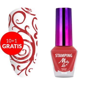 10+1gratis Lakier do stempli i stampingu MollyLac czerwony 10ml Nr 5