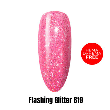 Lakier LED/UV Gel Polish Efekt flash Flashing Glitter B19 HEMA/Di-HEMA Free 1kg