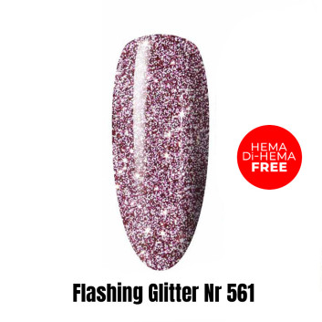 Lakier LED/UV Gel Polish Efekt flash Flashing Glitter 561 HEMA/Di-HEMA Free 1kg