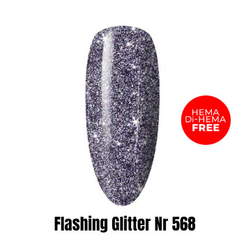 Lakier LED/UV Gel Polish Efekt flash Flashing Glitter 568 HEMA/Di-HEMA Free 1kg