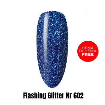 Lakier LED/UV Gel Polish Efekt flash Flashing Glitter 602 HEMA/Di-HEMA Free 1kg