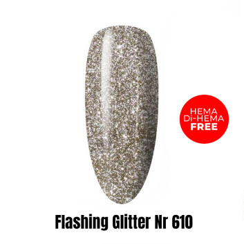 Lakier LED/UV Gel Polish Efekt flash Flashing Glitter 610 HEMA/Di-HEMA Free 1kg