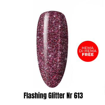 Lakier LED/UV Gel Polish Efekt flash Flashing Glitter 613 HEMA/Di-HEMA Free 1kg