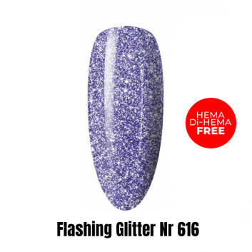 Lakier LED/UV Gel Polish Efekt flash Flashing Glitter 616 HEMA/Di-HEMA Free 1kg