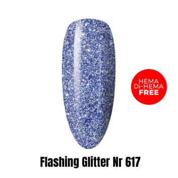 Lakier LED/UV Gel Polish Efekt flash Flashing Glitter 617 HEMA/Di-HEMA Free 1kg