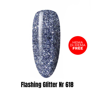 Lakier LED/UV Gel Polish Efekt flash Flashing Glitter 618 HEMA/Di-HEMA Free 1kg