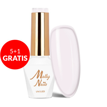 5+1gratis Lakier hybrydowy Molly Nails French Manicure Beige White HEMA/Di-HEMA Free 8g Nr 131