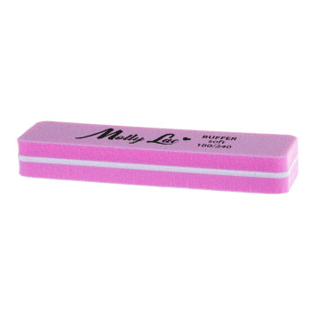 Polerka dwustronna Buffer mini szeroka Soft 180/240 różowa MollyLac