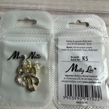 Ozdoby do paznokci Molly Nails serce 3D A/B diamond 10 szt