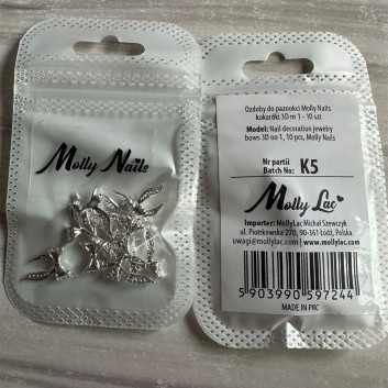 Ozdoby do paznokci Molly Nails kokardki 3D Nr 1 10 szt