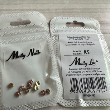 Ozdoby do paznokci Molly Nails K1118 kwiatki 3D 10 szt